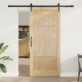 Porte coulissante  avec ensemble matériel 93x211 cm en bois massif de pin