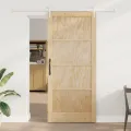 Porte coulissante  avec ensemble de quincaillerie 93x211 cm en bois massif de pin