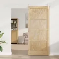 Porte coulissante  avec ensemble de quincaillerie 93x211 cm en bois massif de pin