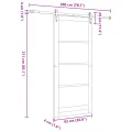 Porte coulissante  avec ensemble de quincaillerie 93x211 cm en bois massif de pin