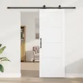Porte coulissante avec ensemble de matériel 'ORKDAL'Blanc Bois massif de pin