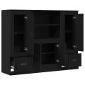Haute armoire  en chêne noir 132x35,5x103,5 cm en bois d'ingénierie