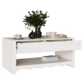 Table basse  "DRAMMEN" Blanche 99x55x45 cm en bois massif de pin