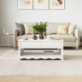 Table basse  "DRAMMEN" Blanche 99x55x45 cm en bois massif de pin