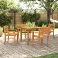 Ensemble de salle à manger de jardin 5 pièces en bois d'acacia solide