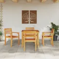 Ensemble de salle à manger de jardin 5 pièces en bois d'acacia solide