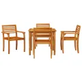 Ensemble de salle à manger de jardin 5 pièces en bois d'acacia solide