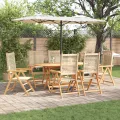 Ensemble de jardin 7 pièces  en bois d’acacia massif et poly rotin beige