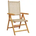 Ensemble de jardin 7 pièces  en bois d’acacia massif et poly rotin beige