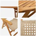 Ensemble de jardin 7 pièces  en bois d’acacia massif et poly rotin beige