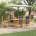 Ensemble de Salle à Manger de Jardin 7 Pièces - Bois d'Acacia Noir avec Rattan Synthétique