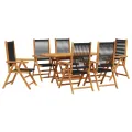 Ensemble de Salle à Manger de Jardin 7 Pièces - Bois d'Acacia Noir avec Rattan Synthétique