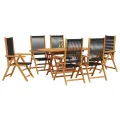 Ensemble de Salle à Manger de Jardin 7 Pièces - Bois d'Acacia Noir avec Rattan Synthétique