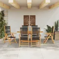 Ensemble de Salle à Manger de Jardin 7 Pièces - Bois d'Acacia Noir avec Rattan Synthétique