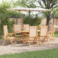Ensemble de Salle à Manger de Jardin 7 Pièces Beige en Bois Acacia
