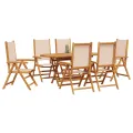 Ensemble de Salle à Manger de Jardin 7 Pièces Beige en Bois Acacia