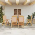 Ensemble de Salle à Manger de Jardin 7 Pièces Beige en Bois Acacia