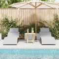 Chaises Longues avec Coussins 2 pcs Gris Clair Bois Massif d'Acacia