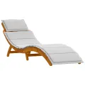 Chaises Longues avec Coussins 2 pcs Gris Clair Bois Massif d'Acacia