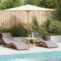 Chaises longues  avec coussins 2 pcs Taupe en bois massif d'acacia