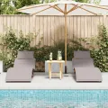 Chaises longues  avec coussins 2 pcs Taupe en bois massif d'acacia