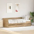 Lit de jour Chêne artisanal Bois d'ingénierie 90 x 190 cm Durable