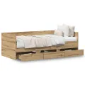 Lit de jour Chêne artisanal Bois d'ingénierie 90 x 190 cm Durable