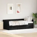 Lit réversible Chêne noir Bois d'ingénierie 90 x 200 cm Durable