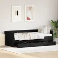 Lit réversible Chêne noir Bois d'ingénierie 90 x 200 cm Durable