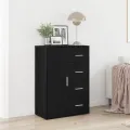 Buffet  Noir Chêne 60x31x84 cm en bois d'ingénierie