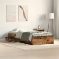 Lit  en vieux bois 100x200 cm en bois d'ingénierie
