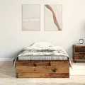 Lit  en vieux bois 100x200 cm en bois d'ingénierie