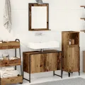 Ensemble de meubles de salle de bain 2 pièces en bois ancien et bois aggloméré