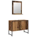 Ensemble de meubles de salle de bain 2 pièces en bois ancien et bois aggloméré