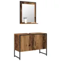 Ensemble de meubles de salle de bain 2 pièces en bois ancien et bois aggloméré