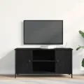 Meuble TV  Noir Chêne 100x40x50 cm Bois d'ingénierie et Acier