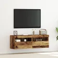 Meubles TV  avec éclairage LED 2 pcs bois ancien 60x30x40 cm