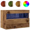 Meubles TV  avec éclairage LED 2 pcs bois ancien 60x30x40 cm