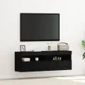 Buffets TV  avec lumières LED 2 pcs Chêne Noir 60x30x40 cm