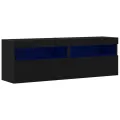 Buffets TV  avec lumières LED 2 pcs Chêne Noir 60x30x40 cm