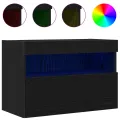 Buffets TV  avec lumières LED 2 pcs Chêne Noir 60x30x40 cm