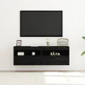 Buffets TV  avec lumières LED 2 pcs Chêne Noir 60x30x40 cm