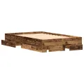 Lit  avec tiroirs en vieux bois 120x200 cm en bois d'ingénierie