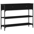 Table Console  Noir Chêne 100x25x75 cm Bois Ingénierie et Acier