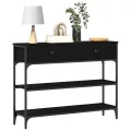 Table Console  Noir Chêne 100x25x75 cm Bois Ingénierie et Acier