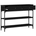 Table Console  Noir Chêne 100x25x75 cm Bois Ingénierie et Acier