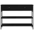 Table Console  Noir Chêne 100x25x75 cm Bois Ingénierie et Acier