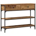 Table Console  en Bois Vieilli 100x25x75 cm en Bois Ingénierie et Acier
