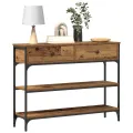 Table Console  en Bois Vieilli 100x25x75 cm en Bois Ingénierie et Acier
