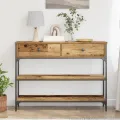 Table Console  en Bois Vieilli 100x25x75 cm en Bois Ingénierie et Acier